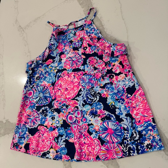 Lilly Pulitzer Billie Top Sleeveless Ruffle Tank Women’s Small Turtle Amazement - Picture 4 of 9